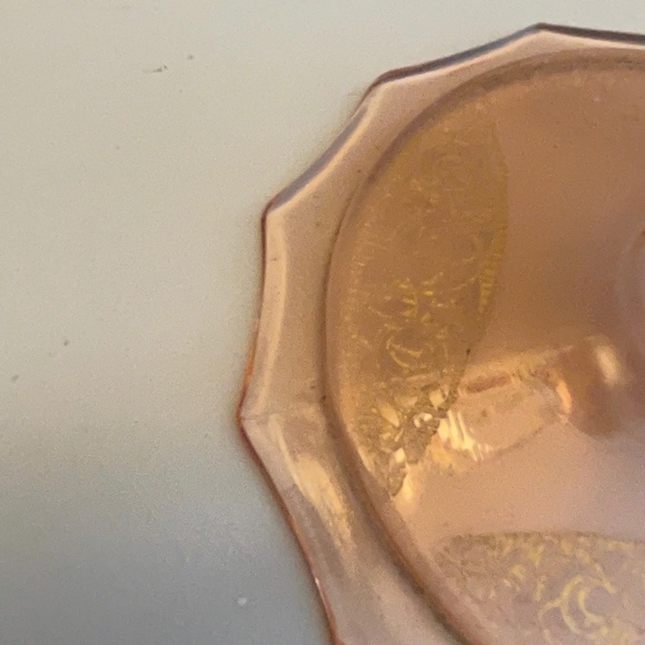 🌟VINTAGE🌟 Depression Glass Pink Candlestick W/ Gold Etching Candlestick Holder - Picture 5 of 7